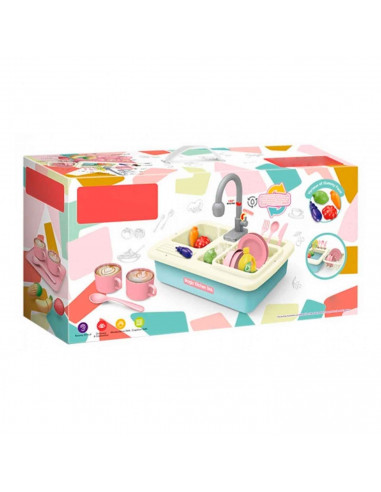 Tradineur - Set fregadero de cocina - Fabricado en plástico resistente - Incluye: fregadero, tazas, bowls, teteras, entre otros.