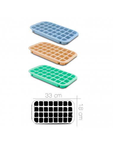 Tradineur - Bandeja de hielo - 32 Espacio para cubos - Incluye soporte - Ideal para cócteles o refrescos - Color surtido - 18 x