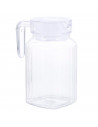 Tradineur - Jarra de vidrio para agua con tapa de plástico, bebidas frías, limonada, té helado, frigorífico, nevera, hogar, 600