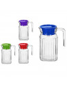 Tradineur - Jarra de vidrio para agua con tapa de plástico, bebidas frías, limonada, té helado, frigorífico, nevera, hogar, 600