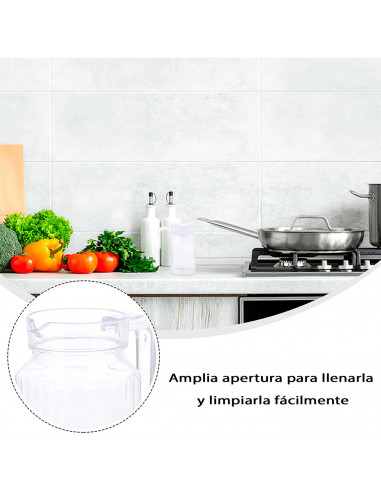 Tradineur - Jarra de vidrio para agua con tapa de plástico, bebidas frías, limonada, té helado, frigorífico, nevera, hogar, 600