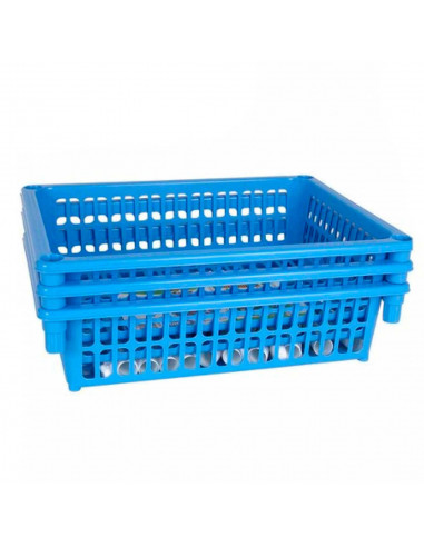 Carro verdulero Modelo PLFT azul con ruedas 3 cestas 62 x 40 x 29 cm . Carrito portaobjetos estantes multiusos para organizar lo