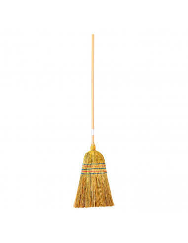 Tradineur - Escoba de Mijo - Estilo Bruja - 100% Artesana - Atado reforzado - Ideal para la limpieza de suelos duros o rugosos.