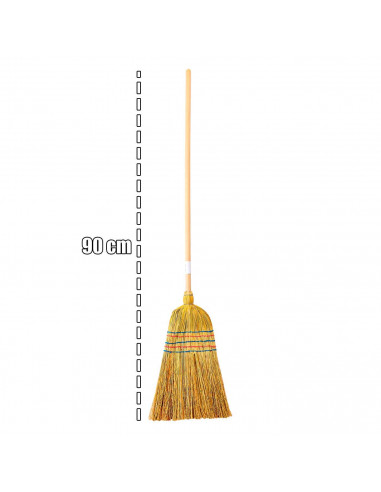 Tradineur - Escoba de Mijo - Estilo Bruja - 100% Artesana - Atado reforzado - Ideal para la limpieza de suelos duros o rugosos.