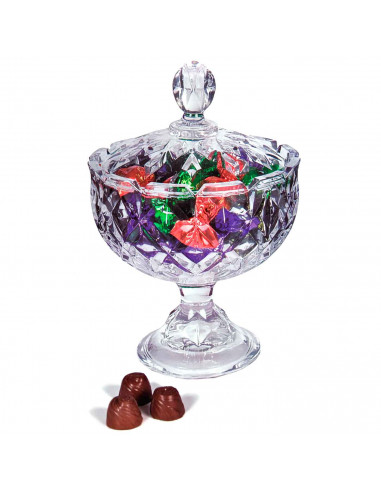 Tradineur - Bombonera de cristal - Fabricado en cristal robusto - Diseño diamante - Almacenamiento de bombones, dulces o caramel