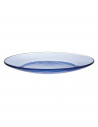 Tradineur - Plato llano de vidrio, transparente, cocina, hostelería, ensaladas, servir, dimensiones - 2,4 x 23,5 cm - Color azul
