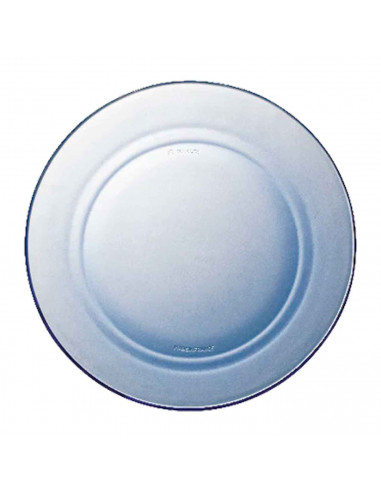 Tradineur - Plato llano de vidrio, transparente, cocina, hostelería, ensaladas, servir, dimensiones - 2,4 x 23,5 cm - Color azul