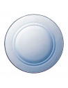 Tradineur - Plato llano de vidrio, transparente, cocina, hostelería, ensaladas, servir, dimensiones - 2,4 x 23,5 cm - Color azul