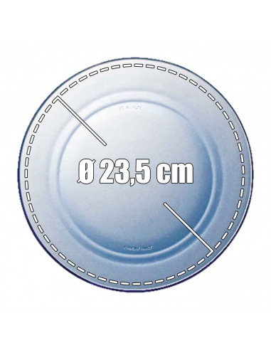 Tradineur - Plato llano de vidrio, transparente, cocina, hostelería, ensaladas, servir, dimensiones - 2,4 x 23,5 cm - Color azul