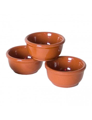 Tradineur - Pack de 4 cuencos de barro para salsa - Ideal para preparar salsa o servir pequeños aperitivos - 3,5 x 7 cm 