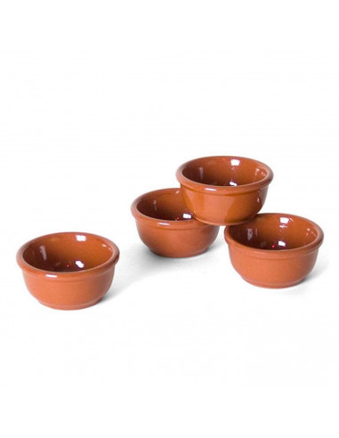 Tradineur - Pack de 4 cuencos de barro para salsa - Ideal para preparar salsa o servir pequeños aperitivos - 3,5 x 7 cm 