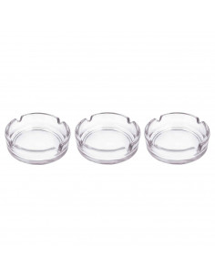 Tradineur - Pack de 3 ceniceros de Vidrio - Cenicero de Cristal Transparente para Cigarrillos - Ceniceros Exterior para Uso Priv