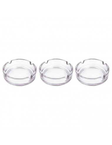 Tradineur - Pack de 3 ceniceros de Vidrio - Cenicero de Cristal Transparente para Cigarrillos - Ceniceros Exterior para Uso Priv
