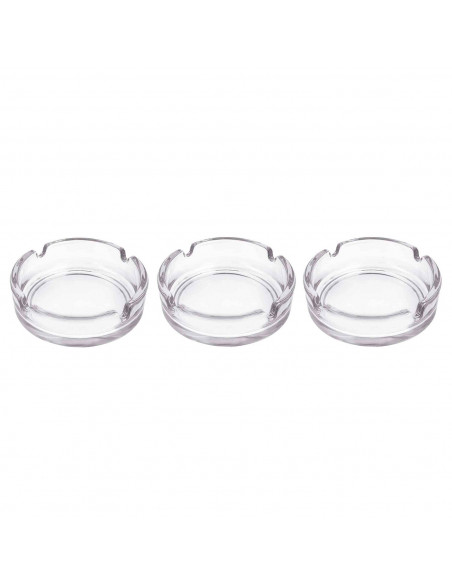 Tradineur - Pack de 3 ceniceros de Vidrio - Cenicero de Cristal Transparente para Cigarrillos - Ceniceros Exterior para Uso Priv