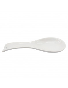 Tradineur - Soporte para cuchara, reposacucharas de cerámica, fácil de limpiar, utensilios de cocina (Blanco - 24,5 x 7,2 x 2,5