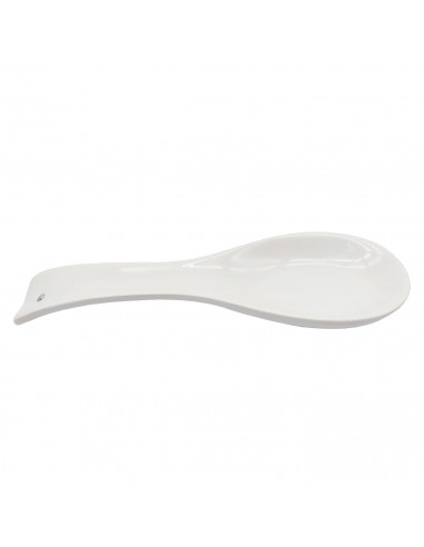 Tradineur - Soporte para cuchara, reposacucharas de cerámica, fácil de limpiar, utensilios de cocina (Blanco - 24,5 x 7,2 x 2,5