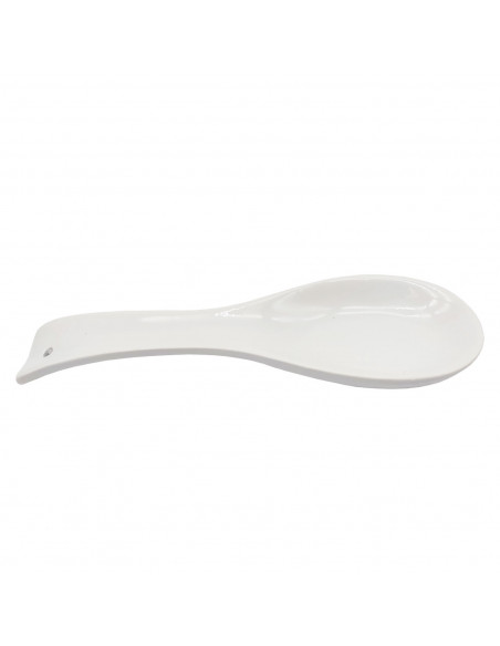 Tradineur - Soporte para cuchara, reposacucharas de cerámica, fácil de limpiar, utensilios de cocina (Blanco - 24,5 x 7,2 x 2,5