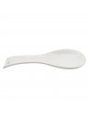 Tradineur - Soporte para cuchara, reposacucharas de cerámica, fácil de limpiar, utensilios de cocina (Blanco - 24,5 x 7,2 x 2,5