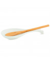 Tradineur - Soporte para cuchara, reposacucharas de cerámica, fácil de limpiar, utensilios de cocina (Blanco - 24,5 x 7,2 x 2,5