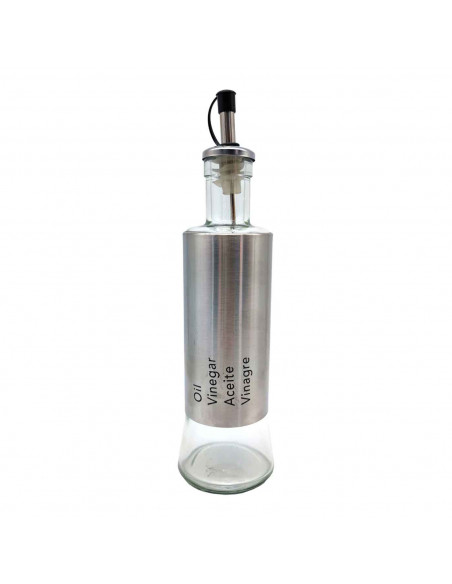 Tradineur - Bote vinagrera/aceitera - Botella de Aceite con Pico de acero - Ideal para la preparacion de ensaladas. - 280 ML 