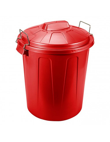 Tradineur - Cubo de basura de plástico con asas metálicas, contenedor de residuos, papelera con tapa, reciclaje, industrial, hog
