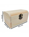 Tradineur - Caja de madera con tapa redondeada, madera natural, cierre metálico, almacenaje joyas, manualidades, decoración, 6 x