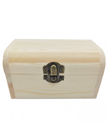 Tradineur - Caja de madera con tapa redondeada, madera natural, cierre metálico, almacenaje joyas, manualidades, decoración, 6 x