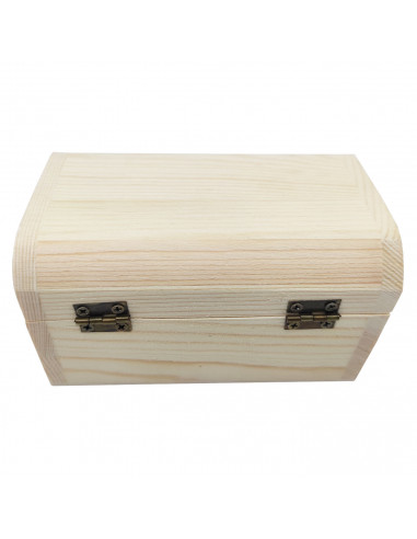 Tradineur - Caja de madera con tapa redondeada, madera natural, cierre metálico, almacenaje joyas, manualidades, decoración, 6 x