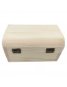 Tradineur - Caja de madera con tapa redondeada, madera natural, cierre metálico, almacenaje joyas, manualidades, decoración, 6 x