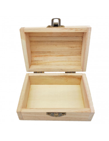 Tradineur - Caja de madera con tapa redondeada, madera natural, cierre metálico, almacenaje joyas, manualidades, decoración, 6 x