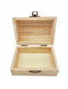 Tradineur - Caja de madera con tapa redondeada, madera natural, cierre metálico, almacenaje joyas, manualidades, decoración, 6 x