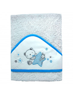 Tradineur - Capa/Toalla de baño para bebé - Diseño de osito con estrella - Garantiza el confort del bebé - 100 x 100 cm - Color