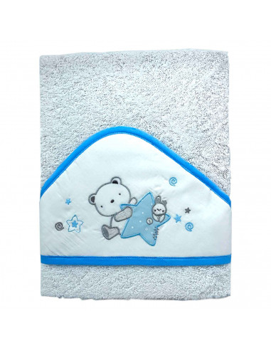 Tradineur - Capa/Toalla de baño para bebé - Diseño de osito con estrella - Garantiza el confort del bebé - 100 x 100 cm - Color