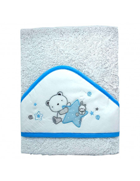 Tradineur - Capa/Toalla de baño para bebé - Diseño de osito con estrella - Garantiza el confort del bebé - 100 x 100 cm - Color