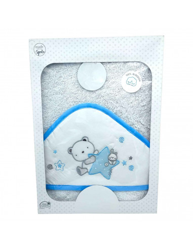 Tradineur - Capa/Toalla de baño para bebé - Diseño de osito con estrella - Garantiza el confort del bebé - 100 x 100 cm - Color
