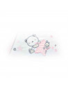 Tradineur - Juego de sabanas para cuna - Diseño rosado de oso y conejo - Fabricado 100% algodón - Incluye:  funda de almohada +
