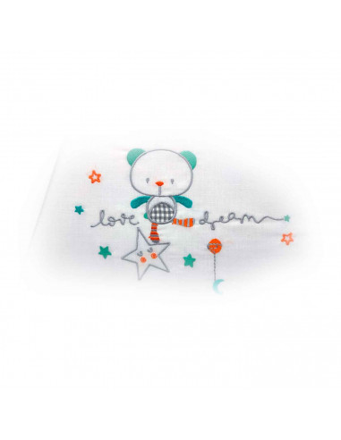 Tradineur - Juego de sabanas para cuna - Diseño de oso arriba de estrella azul - Fabricado 100% algodón - Incluye:  funda de alm