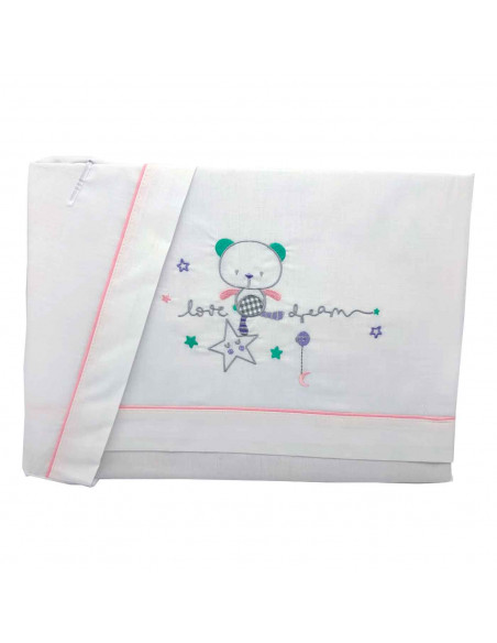 Tradineur - Juego de sabanas para cuna - Fabricado 100% algodón - Incluye: funda de almohada + sabana bajera + bajera. Tradineur - Juego de sabanas para cuna - Fabricado 100% algodón - Incluye: funda de almohada + sabana bajera + bajera.