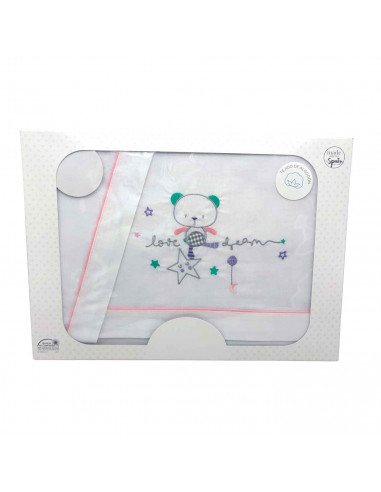 Tradineur - Juego de sabanas para cuna - Fabricado 100% algodón - Incluye:  funda de almohada + sabana bajera + bajera.
