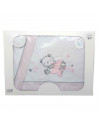 Tradineur - Juego de sabanas para cuna - Diseño osito en estrella rosa - Fabricado 100% algodón - Incluye:  funda de almohada +