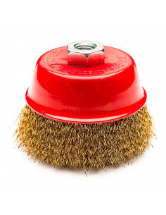 Tradineur - Cepillo de alambre - Apto para amoladoras angulares - Cepillo de acero - Ideal para eliminar óxido, corrosiones de l