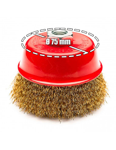 Tradineur - Cepillo de alambre - Apto para amoladoras angulares - Cepillo de acero - Ideal para eliminar óxido, corrosiones de l