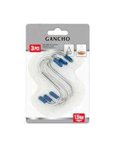 Tradineur - Pack de 3 Ganchos forma "S" - Fabricado en Acero - Resistente a peso y a dobleces - Uso en casa, baño, garage, entre