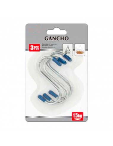 Tradineur - Pack de 3 Ganchos forma "S" - Fabricado en Acero - Resistente a peso y a dobleces - Uso en casa, baño, garage, entre