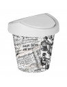 Tradineur - Mini papelera - Fabricado en plástico - Tapa giratoria con diseño de periódico antiguo - ideal para oficina, escrito