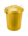Tradineur - Cubo de basura de plástico resistente con tapa y asas metálicas, contenedor de residuos, papelera, reciclaje, indust