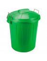 Tradineur - Cubo de basura de plástico con asas metálicas, contenedor de residuos, papelera con tapa, reciclaje, industrial, hog
