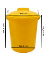Tradineur - Cubo de basura de plástico resistente con tapa y asas metálicas, contenedor de residuos, papelera, reciclaje, indust