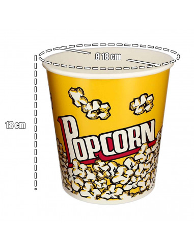 Tradineur - Gran Cubo de palomitas de plástico, recipiente reutilizable para cine en casa, fiestas, celebraciones, eventos. (Ama
