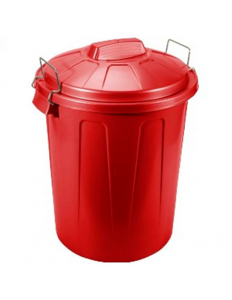 Tradineur - Cubo de basura con asas metálicas y tapa, plástico resistente, contenedor de residuos, papelera, reciclaje, industri
